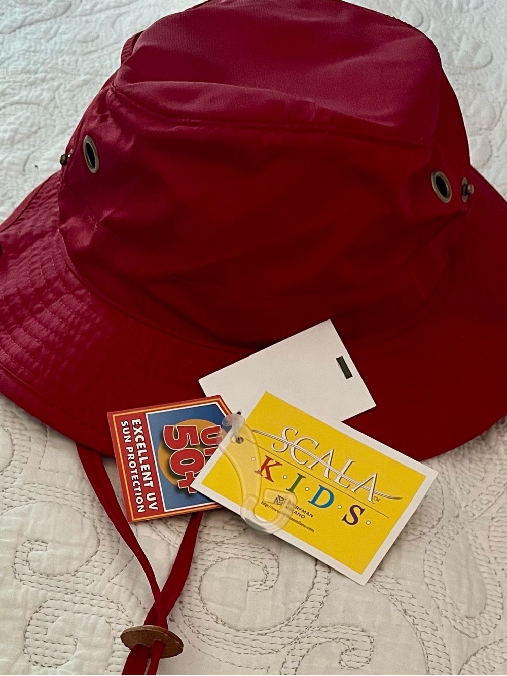 Scala Kids UPF 50+ Red Sun Hat NWT | Size 4–6X | Adjustable Chin Strap